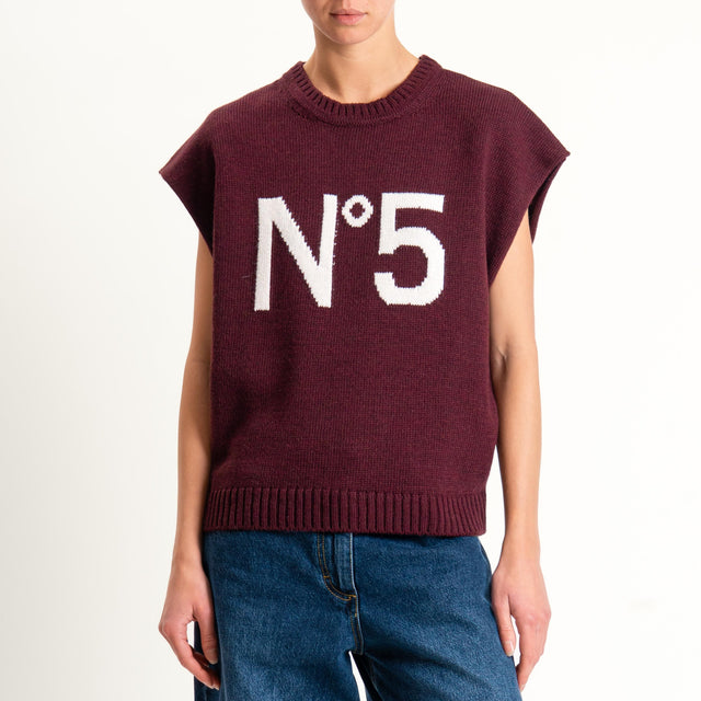 Tensione in- Gilet N.5 misto alpaca - burgundy/off white