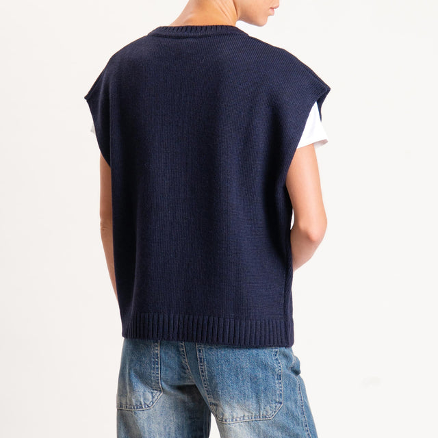Tensione in-Gilet orsetto misto alpaca - blu