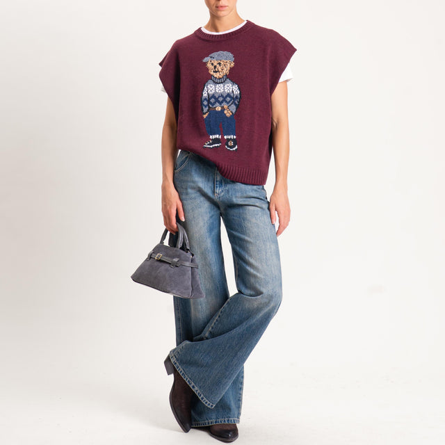 Tensione in-Gilet orsetto misto alpaca - burgundy