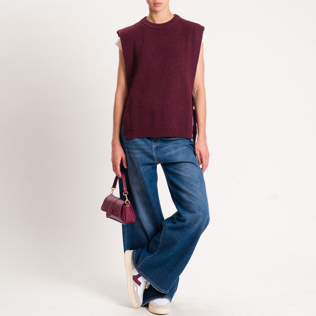 Tensione in-Gilet misto alpaca con lacci laterali - Bordeaux