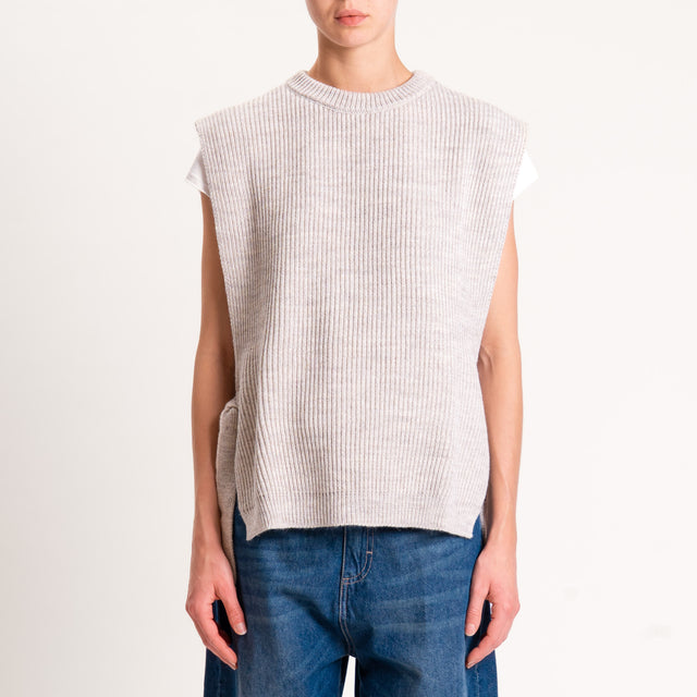 Tensione in-Gilet misto alpaca con lacci laterali - gesso