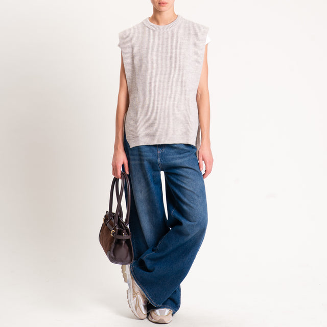 Tensione in-Gilet misto alpaca con lacci laterali - gesso
