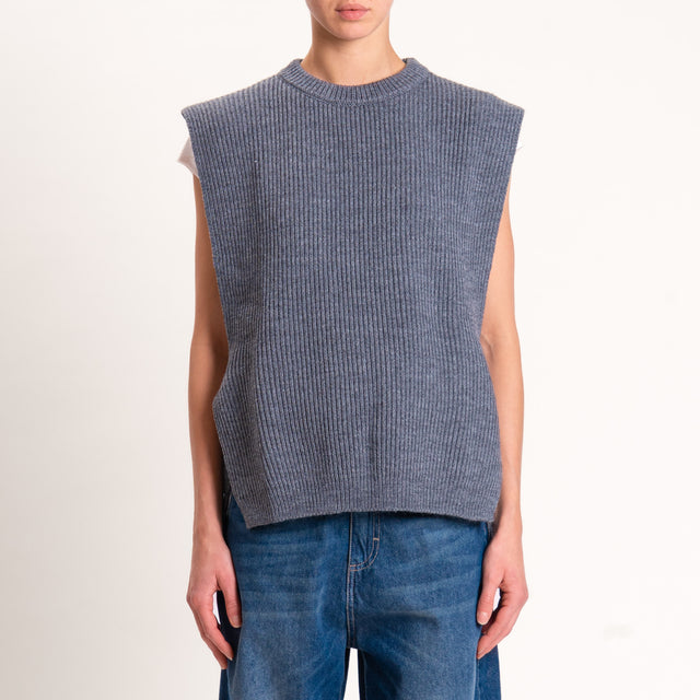 Tensione in-Gilet misto alpaca con lacci laterali - grigio