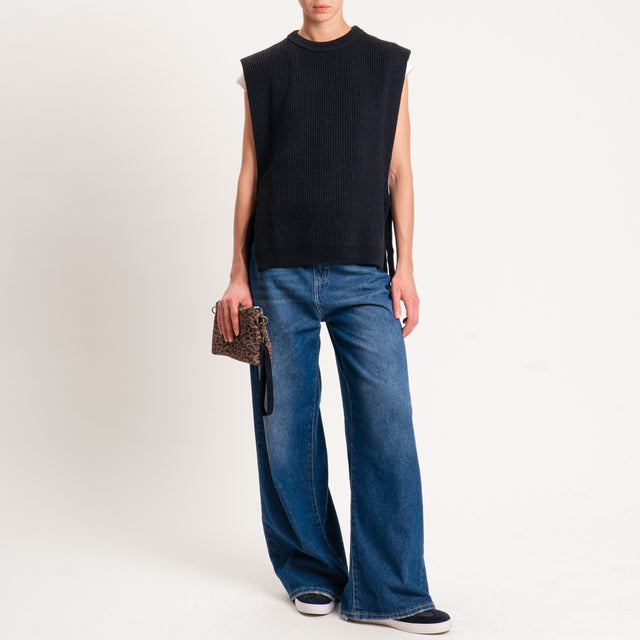 Tensione in-Gilet misto alpaca con lacci laterali - nero