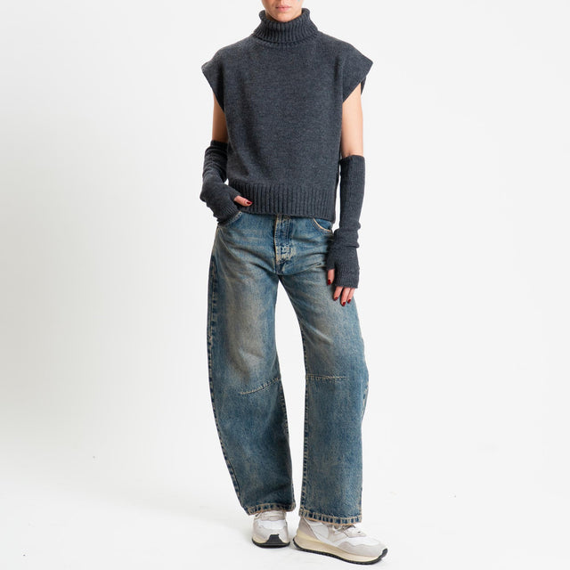 Tensione in-Gilet collo alto misto lana con manicotti - charcoal