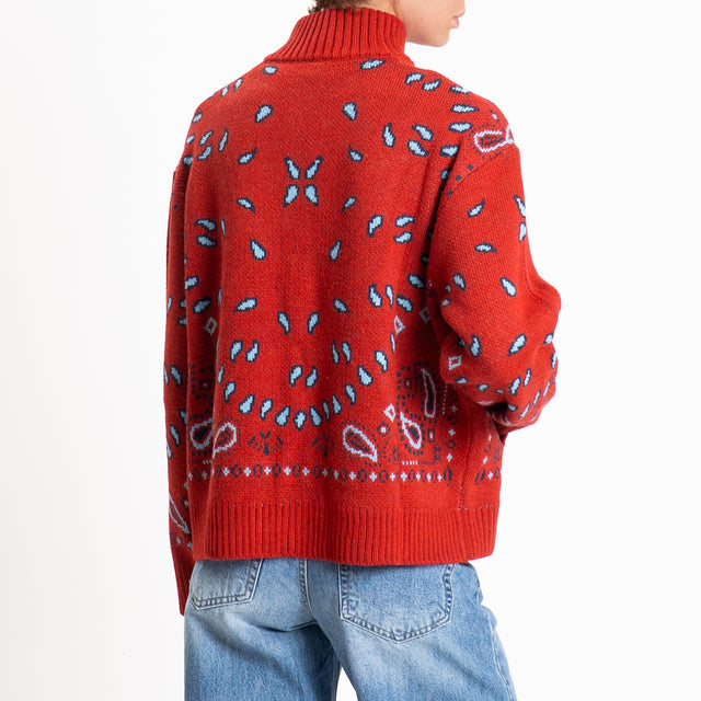 Tensione in-Bomber misto alpaca fantasia bandana - rosso/blu/azzurro