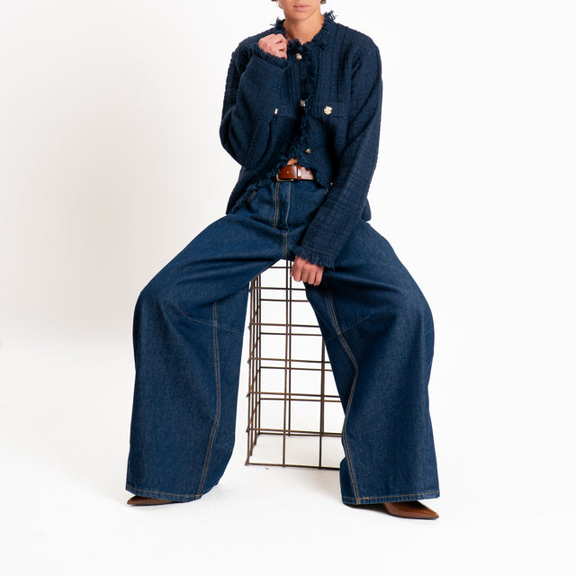 Tensione in-Giacca bottoni dorati misto alpaca - blu