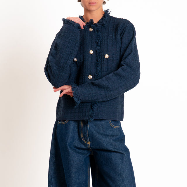 Tensione in-Giacca bottoni dorati misto alpaca - blu