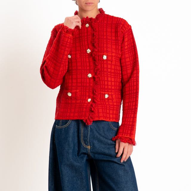 Tensione in-Giacca bottoni dorati misto alpaca - rosso