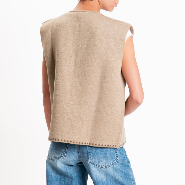 Tensione in-Gilet misto alpaca fantasia arabesque - cammello/fango