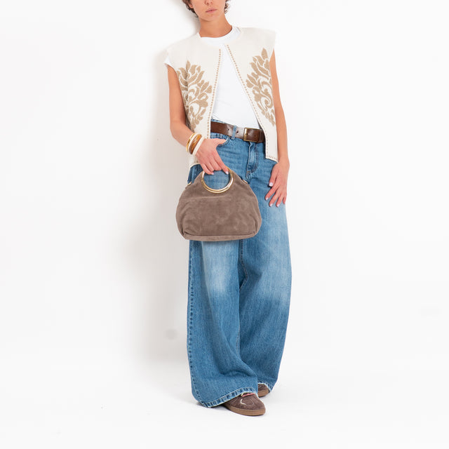 Tensione in-Gilet misto alpaca fantasia arabesque - panna/cammello
