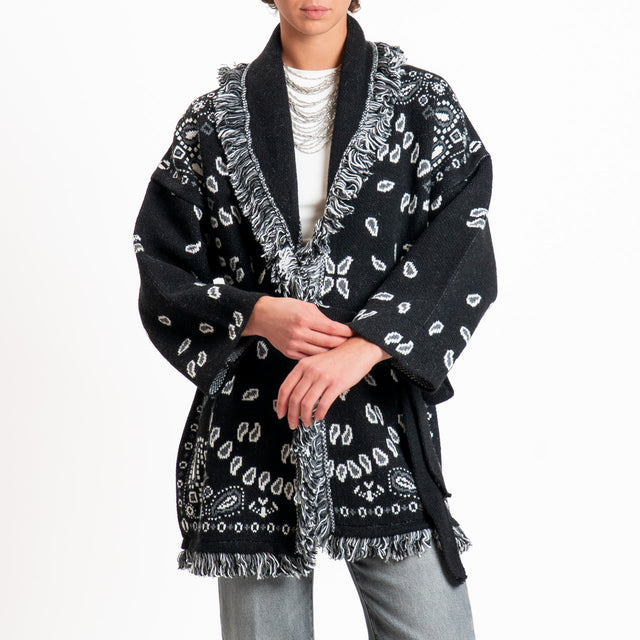 Tensione in-Cardigan misto alpaca fantasia bandana - nero/grigio/panna
