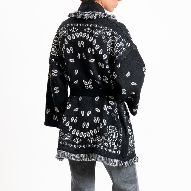 Tensione in-Cardigan misto alpaca fantasia bandana - nero/grigio/panna
