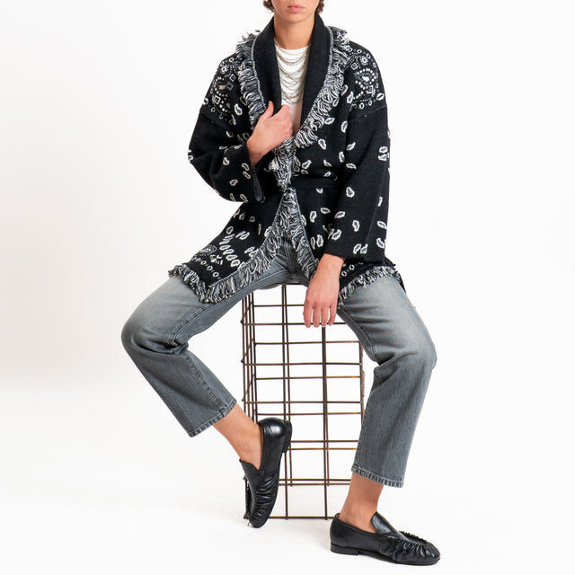 Tensione in-Cardigan misto alpaca fantasia bandana - nero/grigio/panna