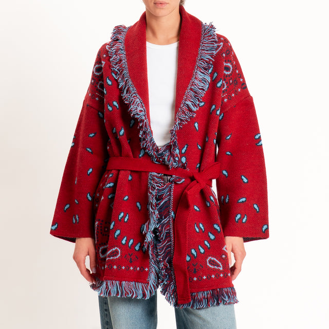 Tensione in-Cardigan misto alpaca fantasia bandana - rosso/blu/azzurro