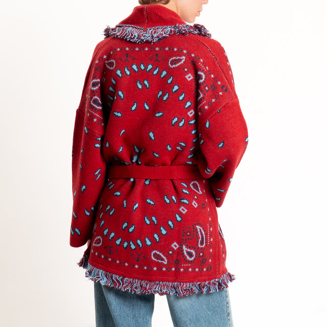 Tensione in-Cardigan misto alpaca fantasia bandana - rosso/blu/azzurro