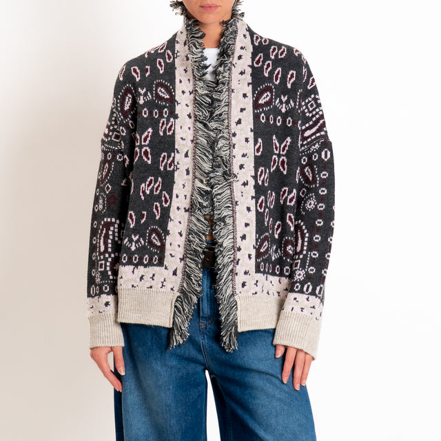 Tensione in-Cardigan fantasia bandana misto alpaca - moro/antracite/beige