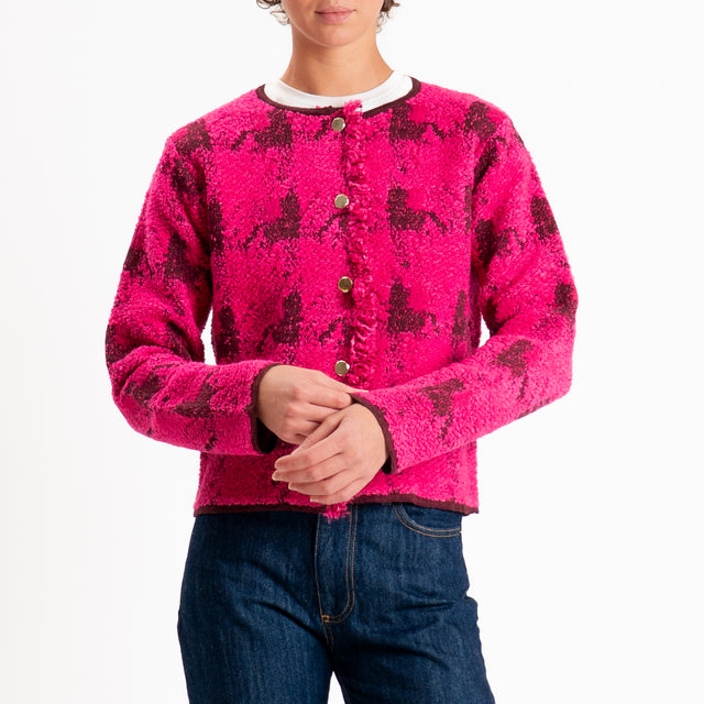 Tensione in-Cardigan scozzese con frange - fucsia/bordeaux
