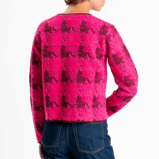 Tensione in-Cardigan scozzese con frange - fucsia/bordeaux