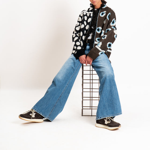 Tensione in-Cardigan maxi pois misto alpaca - moro/nero/panna