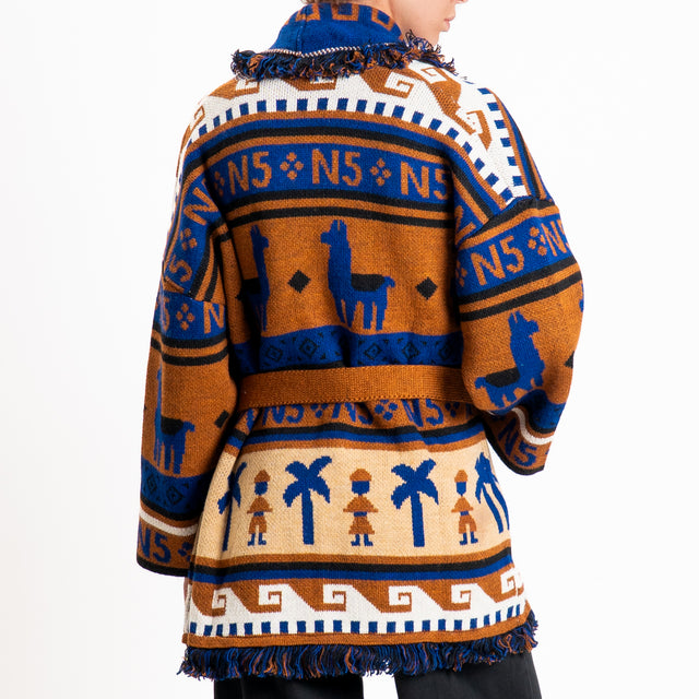 Tensione in-Cardigan fantasia misto alpaca - coccio/royal/nero