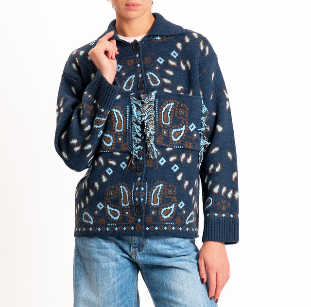 Tensione in-Giacca in maglia fantasia paisley - blu/azzurro
