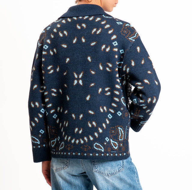 Tensione in-Giacca in maglia fantasia paisley - blu/azzurro