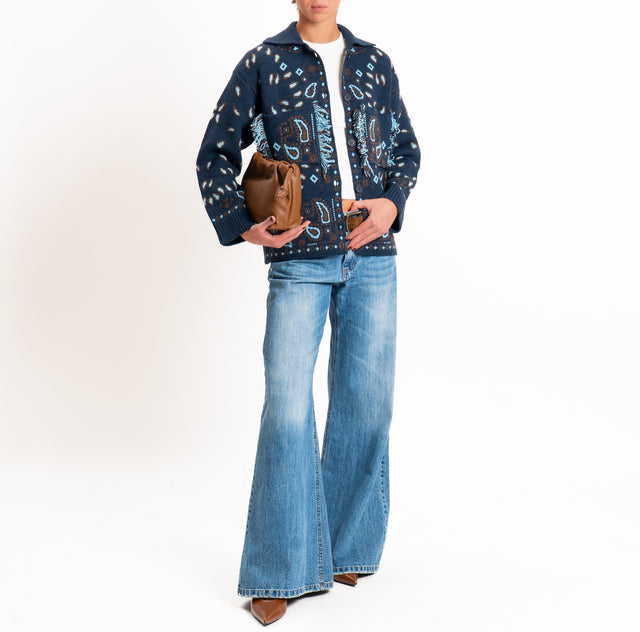 Tensione in-Giacca in maglia fantasia paisley - blu/azzurro