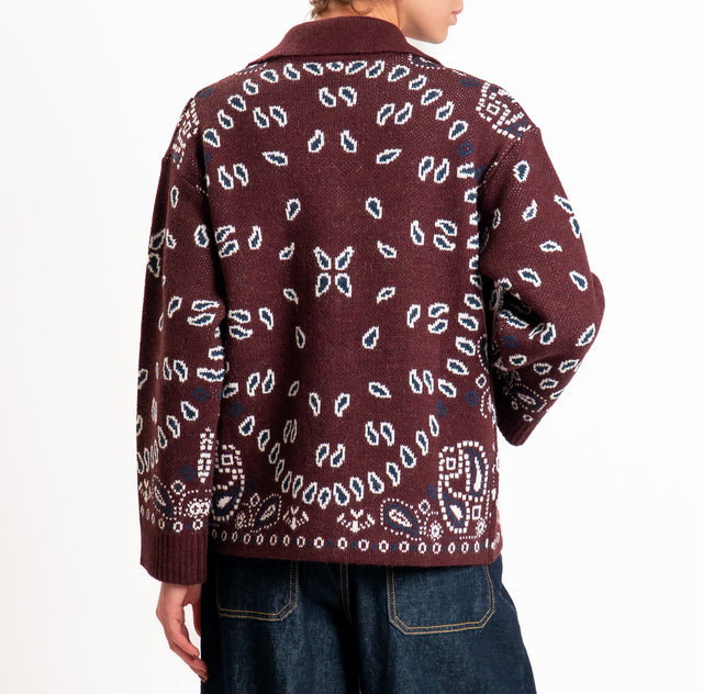 Tensione in-Giacca in maglia fantasia paisley - bordeaux/blu