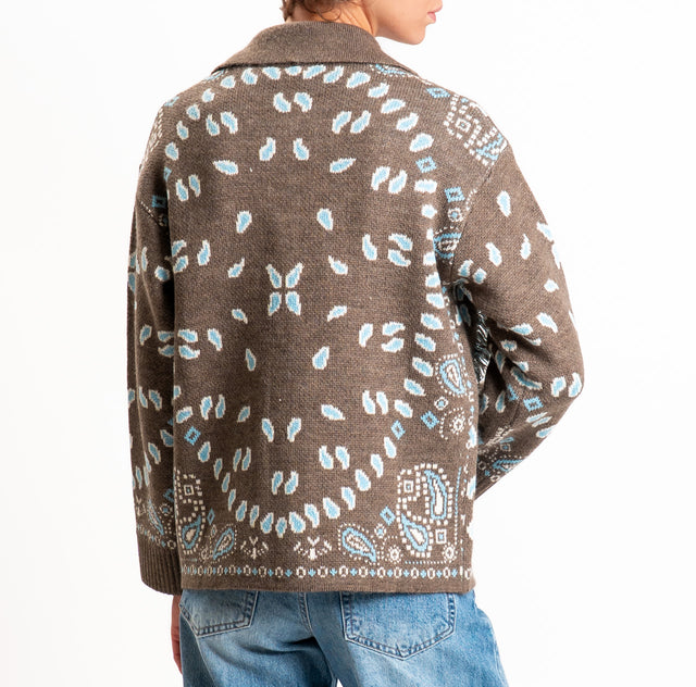 Tensione in-Giacca in maglia fantasia paisley - fango/turchese