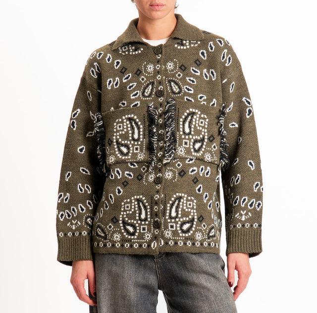 Tensione in-Giacca in maglia fantasia paisley - militare/nero