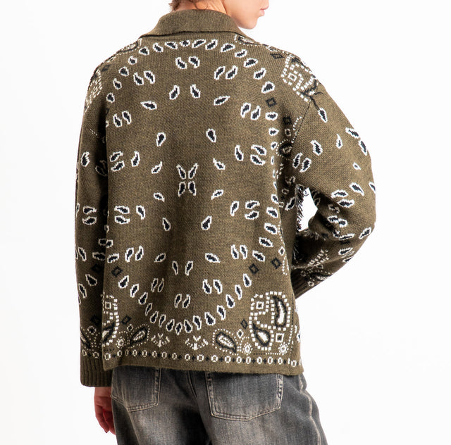 Tensione in-Giacca in maglia fantasia paisley - militare/nero