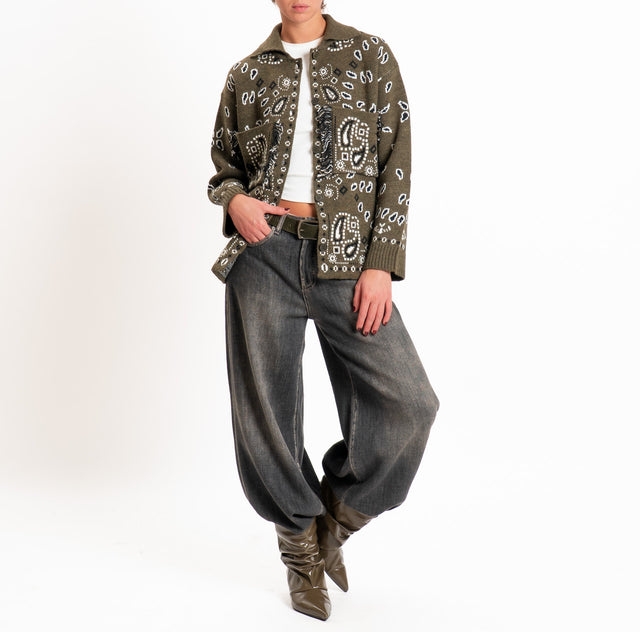 Tensione in-Giacca in maglia fantasia paisley - militare/nero
