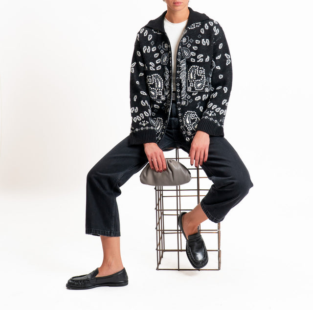 Tensione in-Giacca in maglia fantasia paisley - nero/antracite