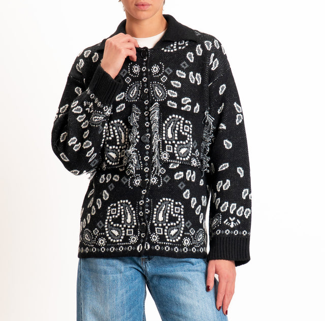 Tensione in-Giacca in maglia fantasia paisley - nero/antracite