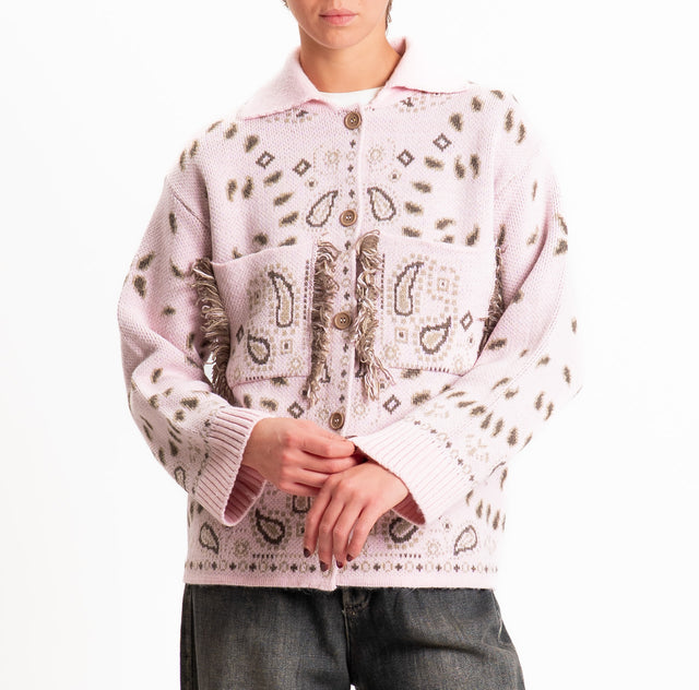 Tensione in-Giacca in maglia fantasia paisley - rosa/taupe