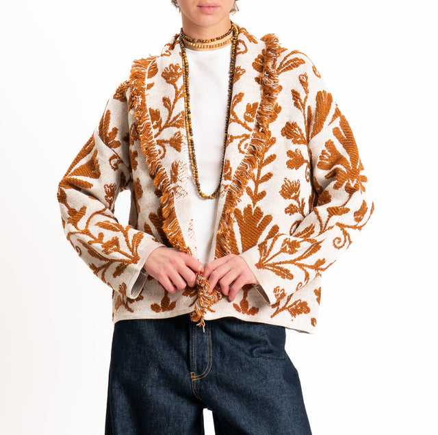 Tensione in-Cardigan jacquard misto alpaca - coccio/casha