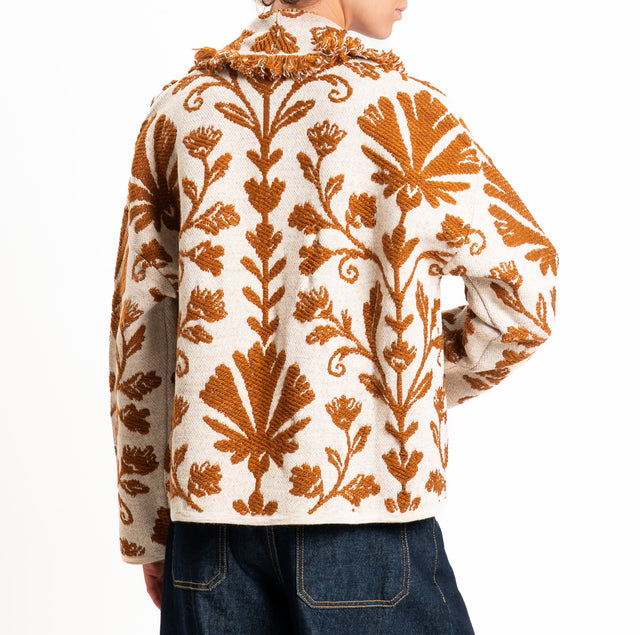 Tensione in-Cardigan jacquard misto alpaca - coccio/casha