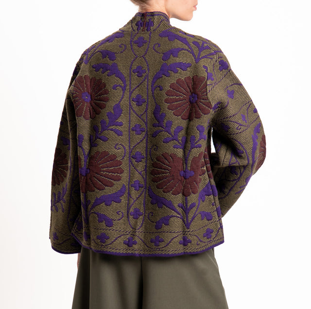 Tensione in-Cardigan jacquard misto alpaca - militare/viola/moro