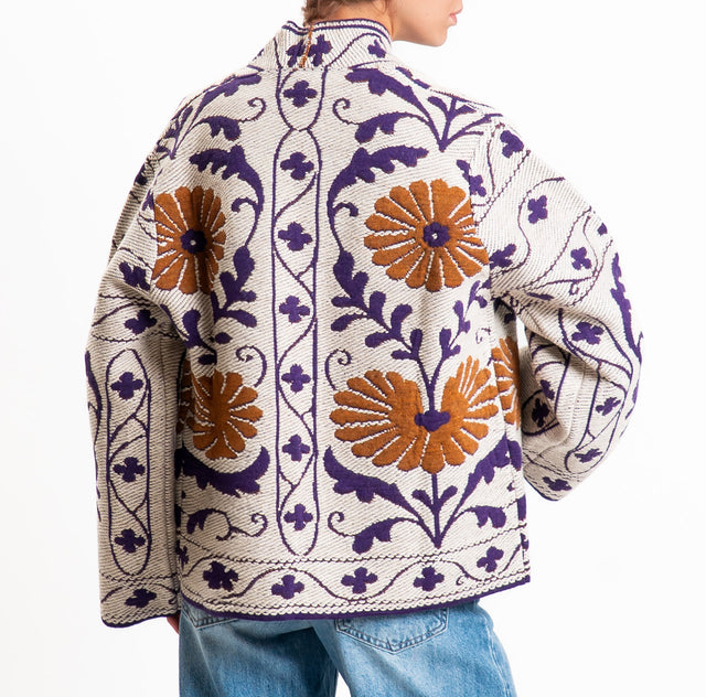 Tensione in-Cardigan jacquard misto alpaca - sand/viola/cuoio