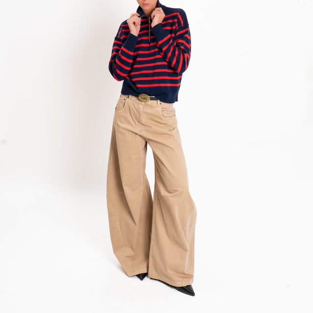Tensione in-Maglia righe misto lana - blu/rosso
