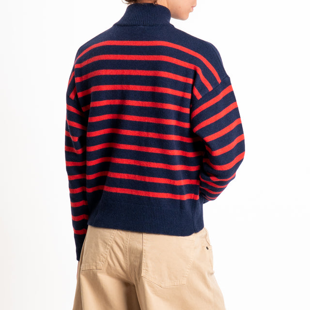 Tensione in-Maglia righe misto lana - blu/rosso