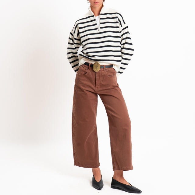 Tensione in-Maglia righe misto lana - panna/nero