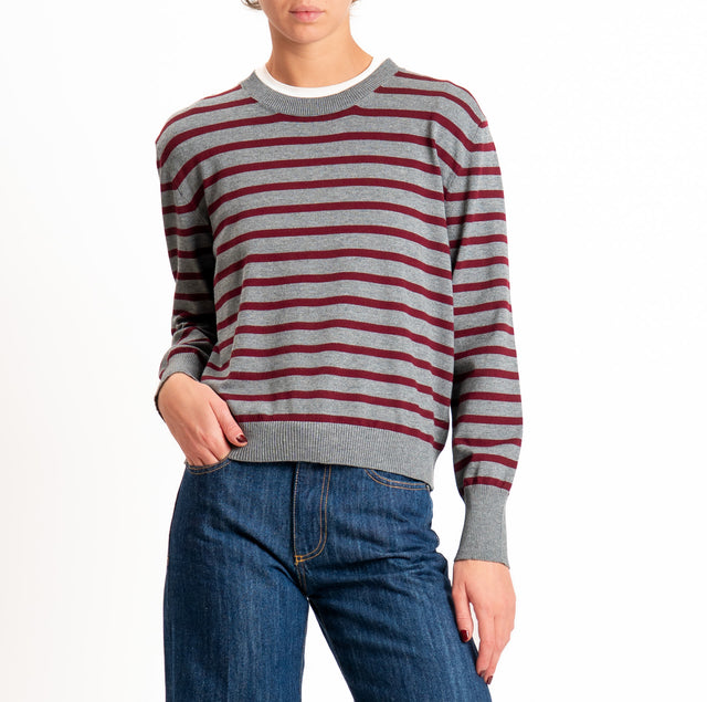 Tensione in-Maglia girocollo a righe - grigio/bordeaux