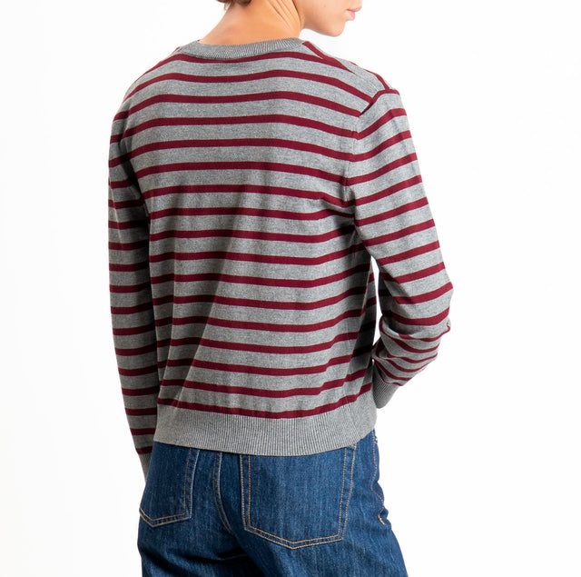 Tensione in-Maglia girocollo a righe - grigio/bordeaux
