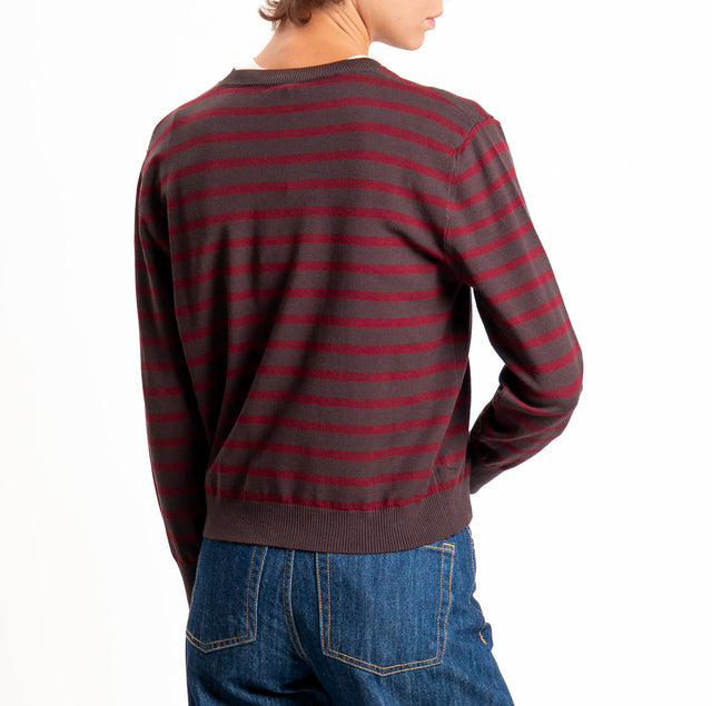 Tensione in-Maglia girocollo a righe - moro/bordeaux