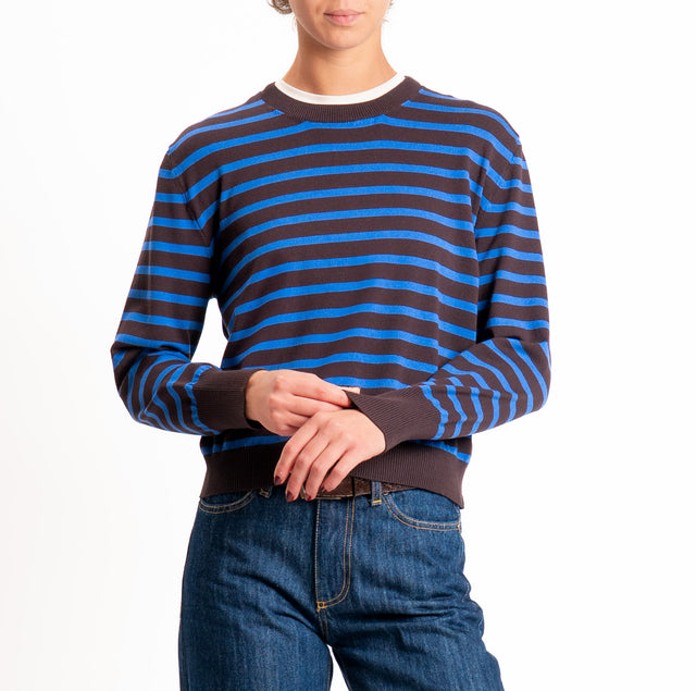 Tensione in-Maglia girocollo a righe - moro/royal