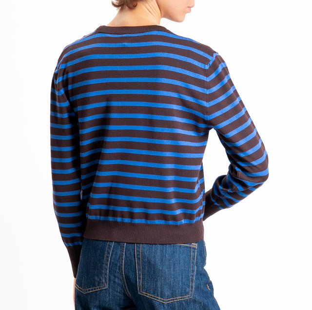 Tensione in-Maglia girocollo a righe - moro/royal