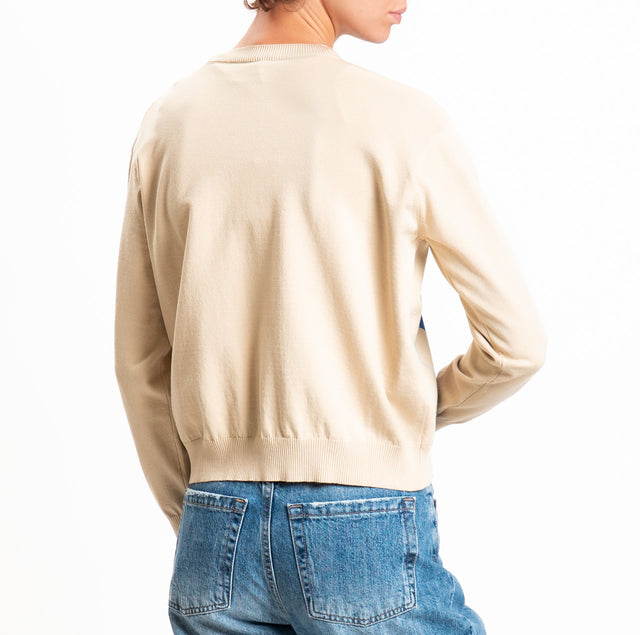Tensione in-Maglia girocollo a rombi - desert/royal/moro