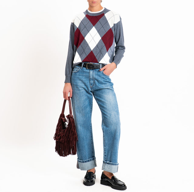 Tensione in-Maglia girocollo a rombi - grigio/bordeaux/panna